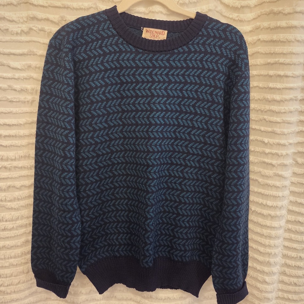 Vintage 90s Woodward Sweater 100%‎ Merino Wool Knit Geometric Mens Large Grandpa